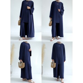 A Three-Piece Suit (Jacket + Short-Sleeved Shirt + Pants), Muslim Dress Woman Open Abaya Femme Open Abaya Abaya Été Abaya Femme Women Abaya Muslim Dress Robe Été Abaya Femme