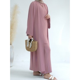 A Three-Piece Suit (Jacket + Short-Sleeved Shirt + Pants), Muslim Dress Woman Open Abaya Femme Open Abaya Abaya Été Abaya Femme Women Abaya Muslim Dress Robe Été Abaya Femme