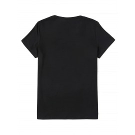 [Nature Print Women's T-Shirt] Nature-Inspired Geometric Print Women's Casual Short Sleeve T-Shirt | Breathable Semi-Sheer Fabric, Forest Scene with Trees, Birds & Compass Design, Machine Washable, Regular Fit for Outdoor Camping & Casual Attire