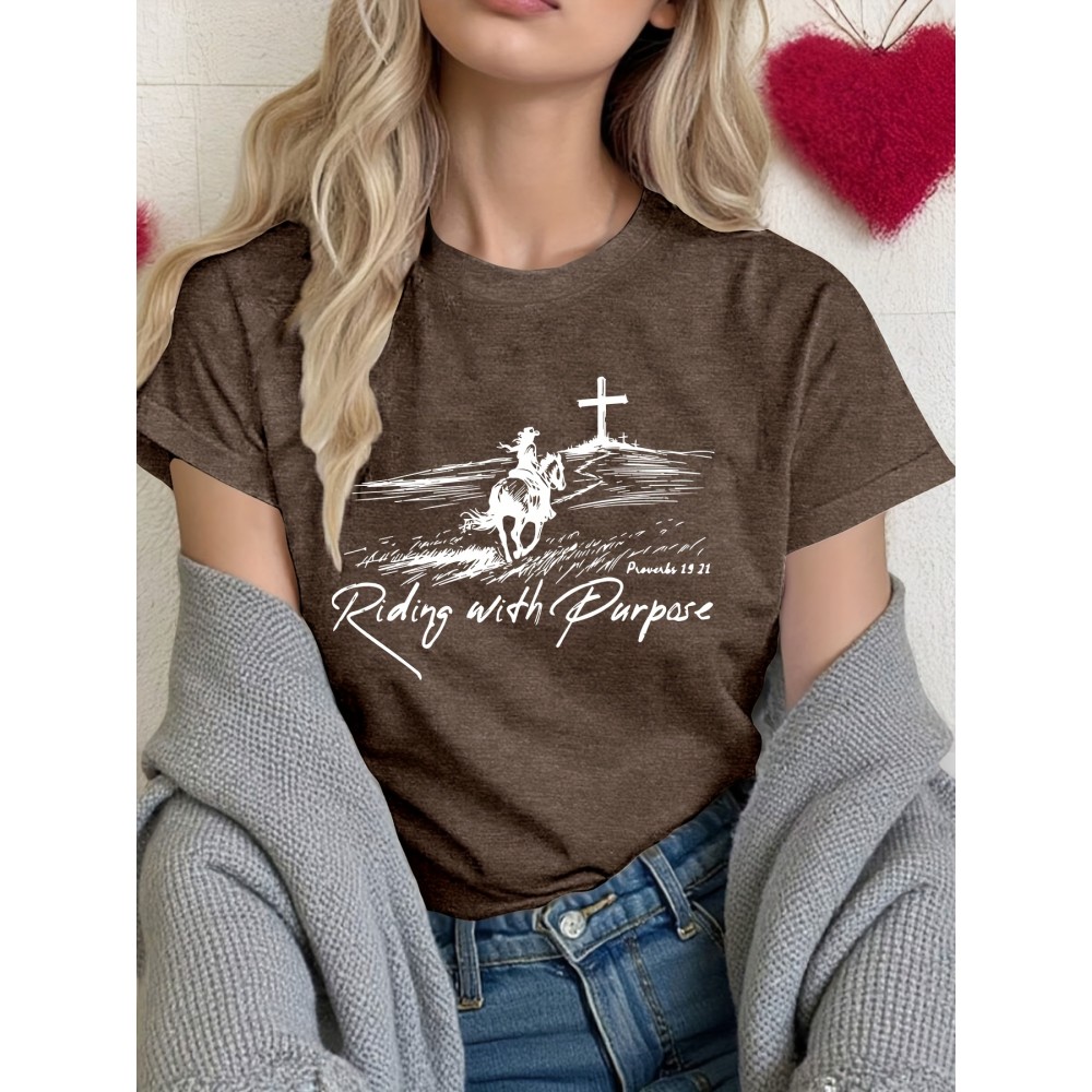 [Inspirational T-Shirt] Comfortable Polyester Women's Inspirational Christian T-Shirt | 
