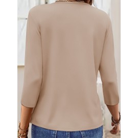 [Jesus Print Casual Top] Comfortable Polyester Women's Casual V-Neck 3/4 Sleeve Top with 