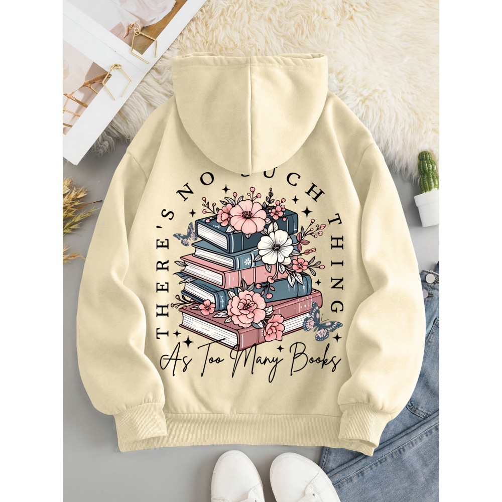 Women's Cozy Cartoon Print Hoodie - Casual Drawstring Pullover with Kangaroo Pocket, Perfect for Fall & Winter