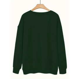 Women'S Plus Size Cartoon Squirrel Graphic Sweatshirt - Casual Long Sleeve Crew Neck, Machine Washable Polyester, Fall/Winter Sportswear with Funny Squirrel Applique Design