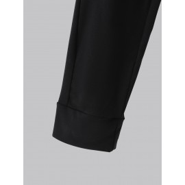 2pcs Set Women'S Casual New York Monogram Print Long Sleeve Knitted Polyester Spandex Crew Neck Sweatshirt & Sweatpants Set, Comfortable Stretch Fabric, 250g/m² 230g/m², for Fall, Winter, Outdoor Use