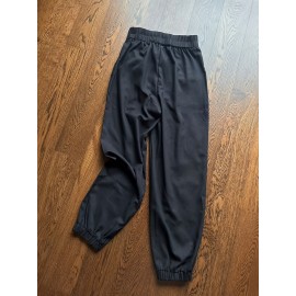 [Elegant Beige Top & Pants Set] Elegant Beige Sleeveless Top & Button-Pants Set - Chic V-Neck Ruffled Detail Shirt with High-Waisted Wide-Leg Pants, Casual or Office Wear